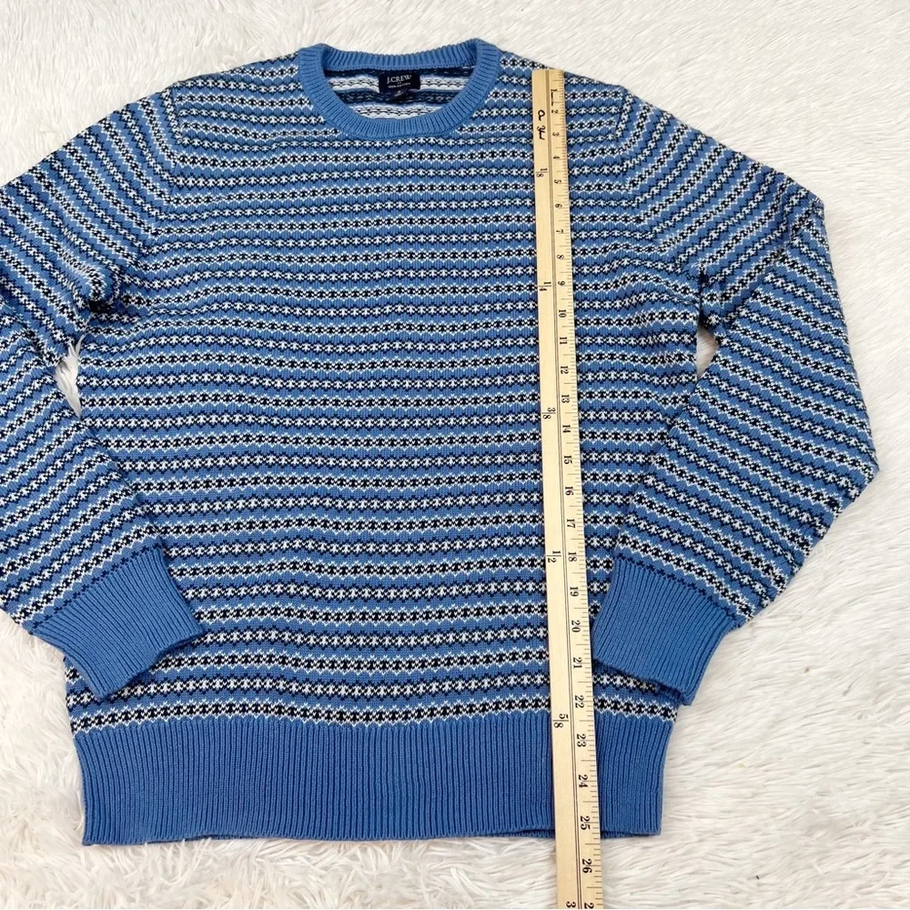 J Crew Men’s long‎ sleeve crew neck fair isle pullover sweater in blue